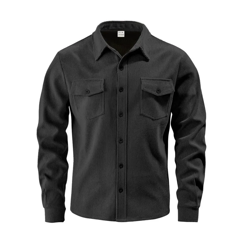 Herren Kordhemdjacke aus breitem Cord mit Pattentaschen und Hemdkragen Drune