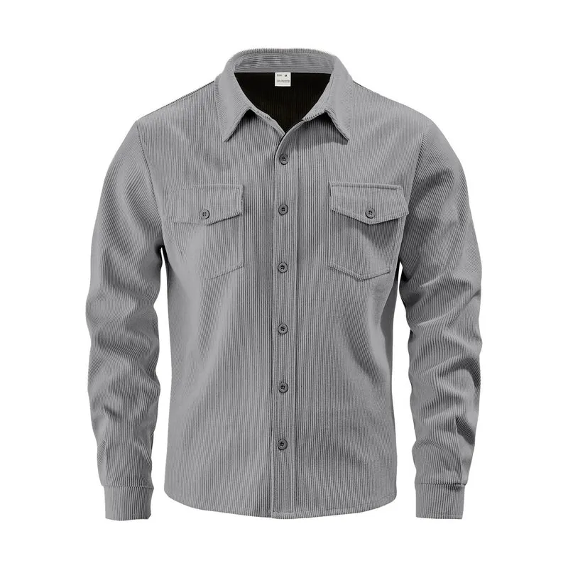 Herren Kordhemdjacke aus breitem Cord mit Pattentaschen und Hemdkragen Drune