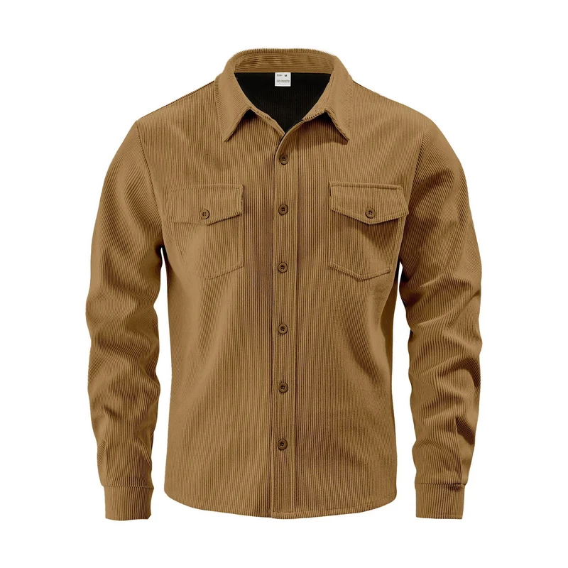 Herren Kordhemdjacke aus breitem Cord mit Pattentaschen und Hemdkragen Drune
