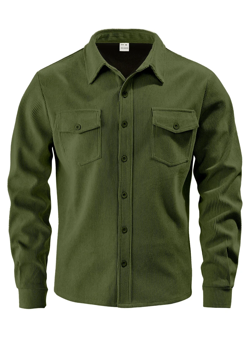 Herren Kordhemdjacke aus breitem Cord mit Pattentaschen und Hemdkragen Drune