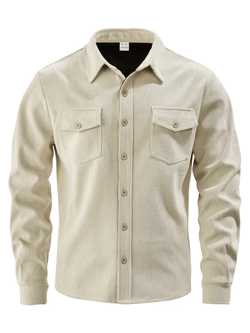 Herren Kordhemdjacke aus breitem Cord mit Pattentaschen und Hemdkragen Drune