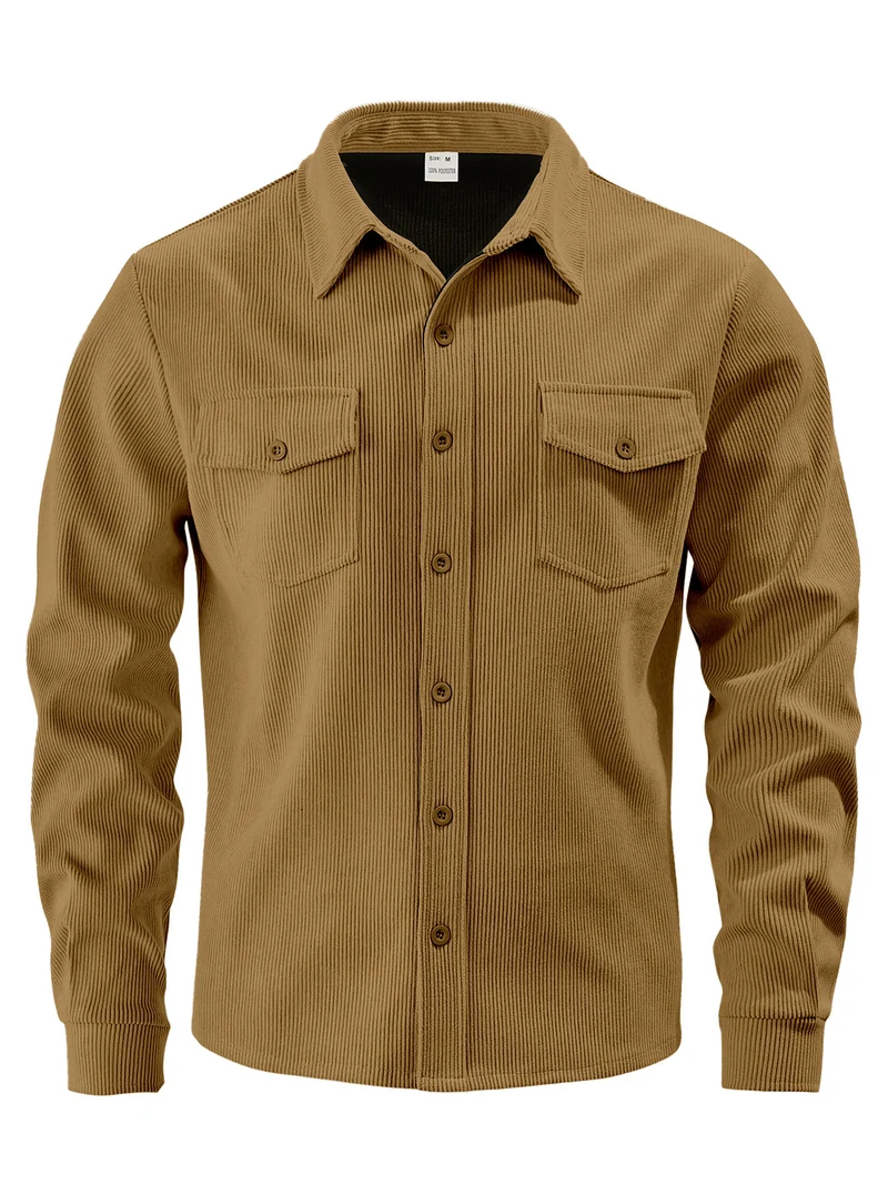 Herren Kordhemdjacke aus breitem Cord mit Pattentaschen und Hemdkragen Drune