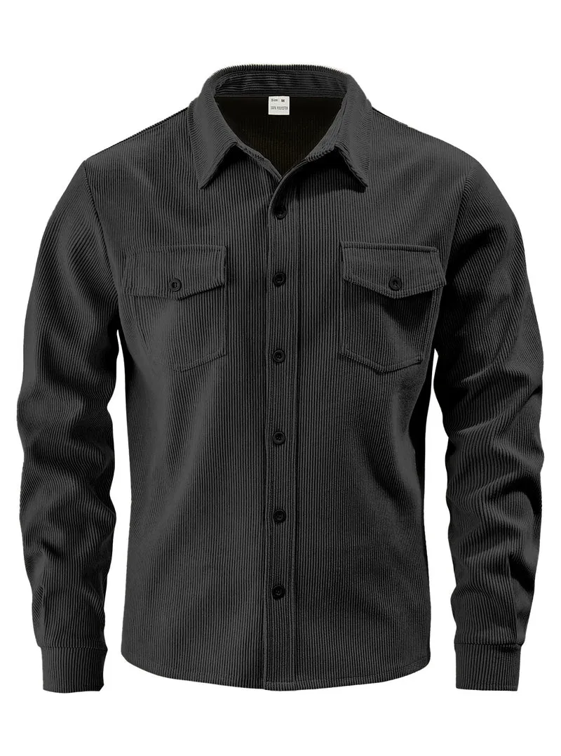 Herren Kordhemdjacke aus breitem Cord mit Pattentaschen und Hemdkragen Drune