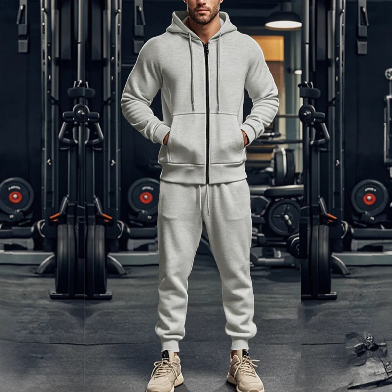 Herren Komplettes Sweatset mit Reißverschluss-Hoodie und tapered Jogginghose Drune