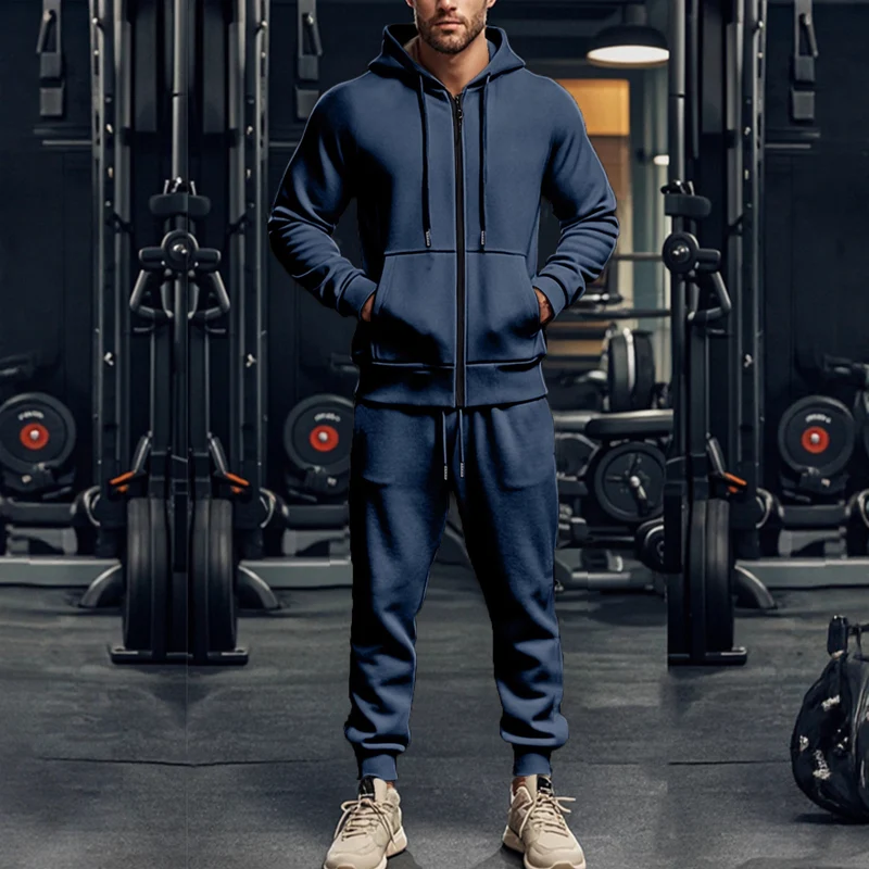 Herren Komplettes Sweatset mit Reißverschluss-Hoodie und tapered Jogginghose Drune