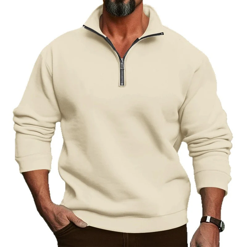 Herren Komfort-Halbzip-Sweatshirt aus French-Terry mit Stehkragen Drune