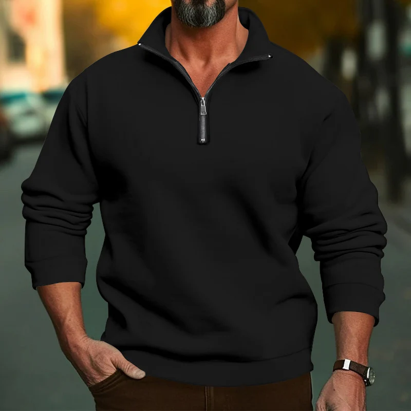 Herren Komfort-Halbzip-Sweatshirt aus French-Terry mit Stehkragen Drune