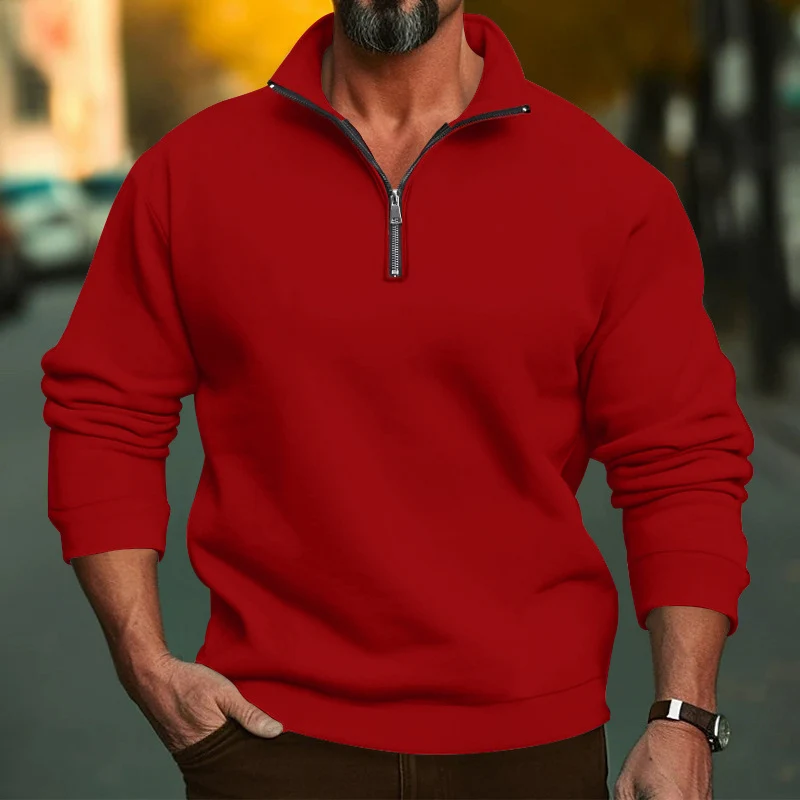 Herren Komfort-Halbzip-Sweatshirt aus French-Terry mit Stehkragen Drune