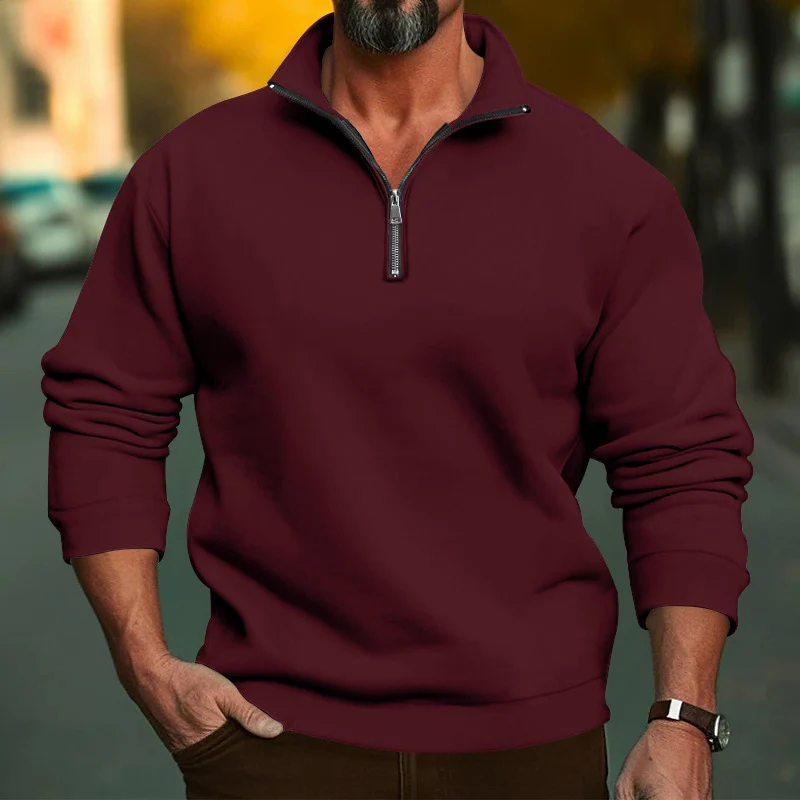 Herren Komfort-Halbzip-Sweatshirt aus French-Terry mit Stehkragen Drune