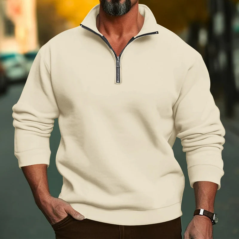 Herren Komfort-Halbzip-Sweatshirt aus French-Terry mit Stehkragen Drune