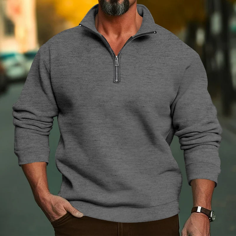 Herren Komfort-Halbzip-Sweatshirt aus French-Terry mit Stehkragen Drune