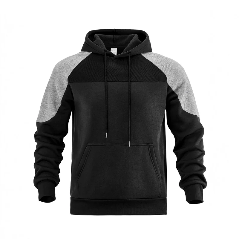Herren Kapuzenpullover mit Struktur-Einsätzen und Kängurutasche Drune