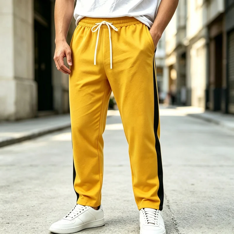 Herren Jogginghose mit seitlichem Kontraststreifen, elastischem Bund und Kordelzug Drune
