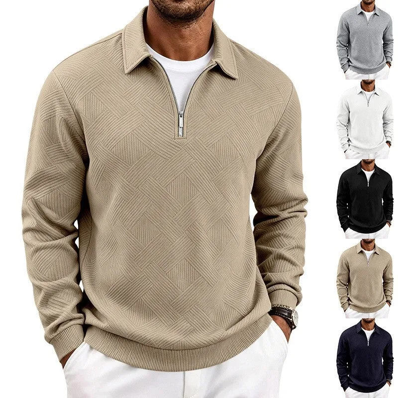 Herren Halbzip-Pullover mit geometrischer Waffelstruktur Drune