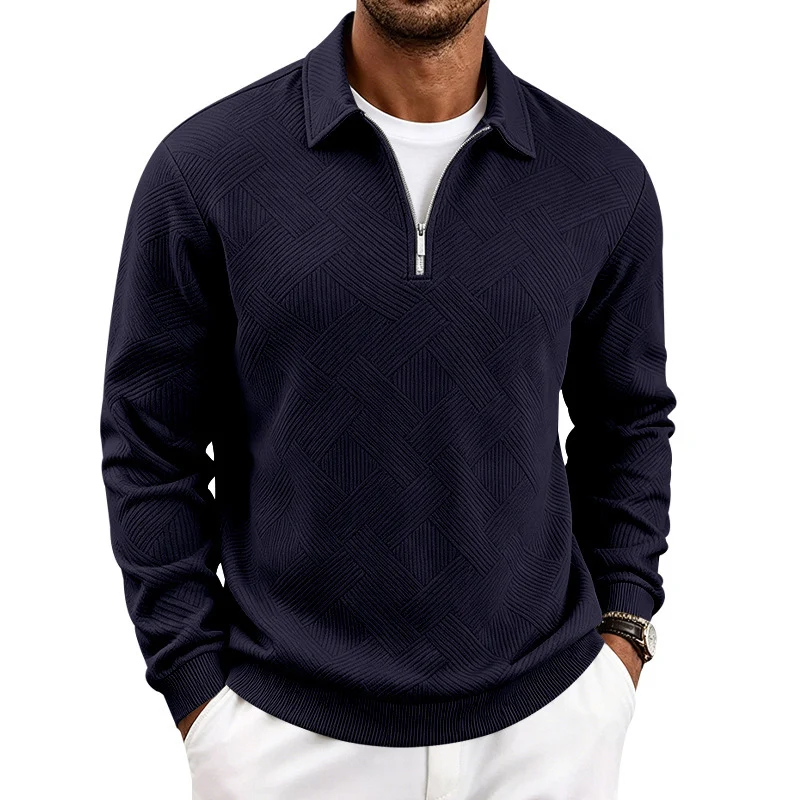 Herren Halbzip-Pullover mit geometrischer Waffelstruktur Drune