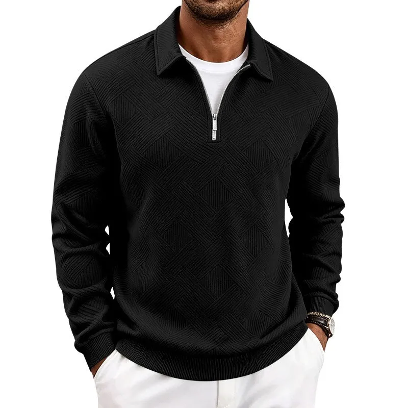 Herren Halbzip-Pullover mit geometrischer Waffelstruktur Drune