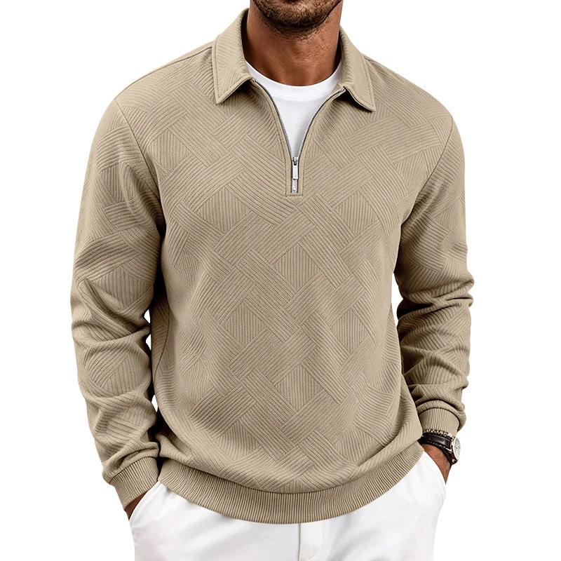 Herren Halbzip-Pullover mit geometrischer Waffelstruktur Drune