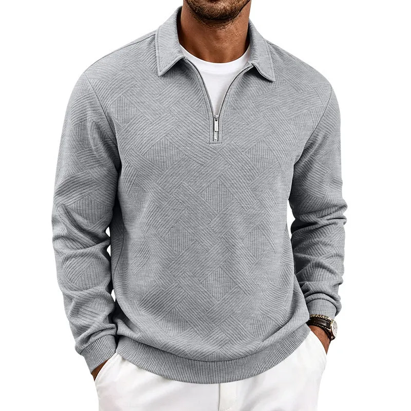Herren Halbzip-Pullover mit geometrischer Waffelstruktur Drune