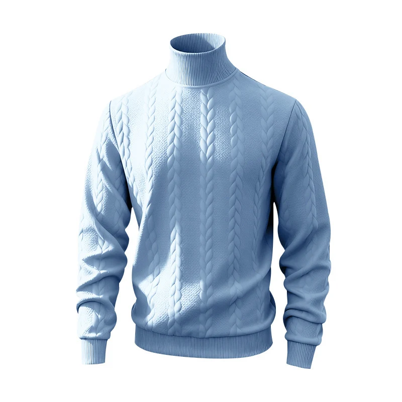 Herren Grobstrick-Rollkragenpullover mit Zopfmuster und gerippten Bündchen Drune