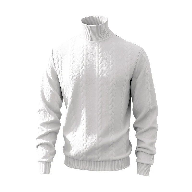 Herren Grobstrick-Rollkragenpullover mit Zopfmuster und gerippten Bündchen Drune