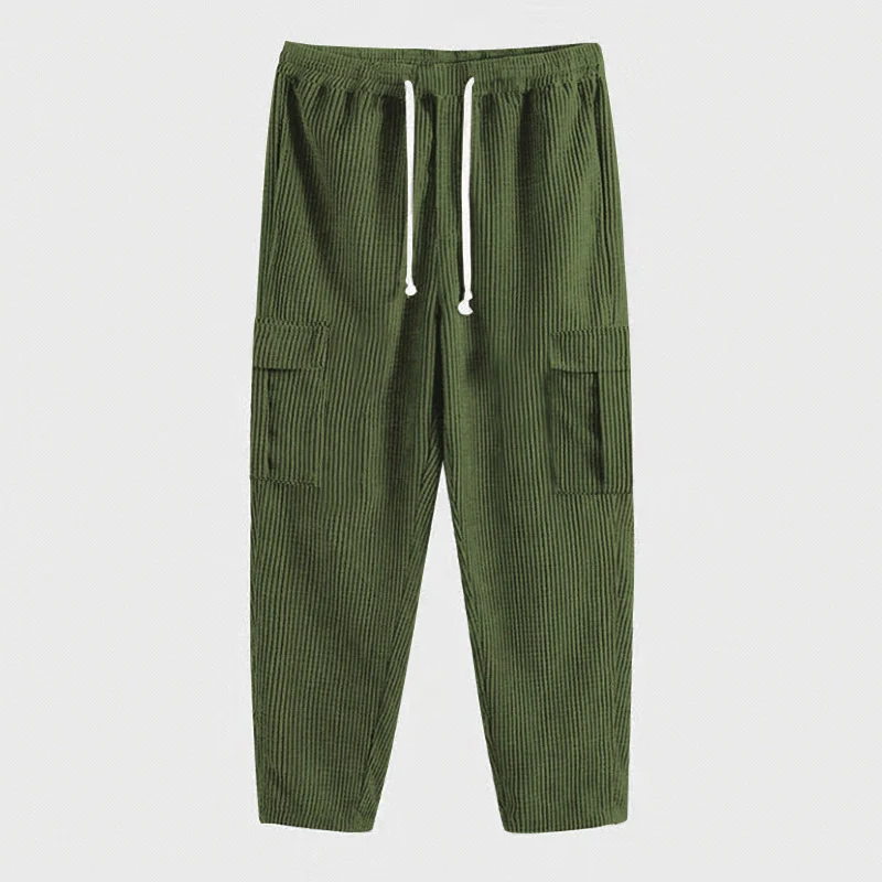 Herren Cordhose im Cargo-Stil mit Kordelzug und aufgesetzten Taschen Drune