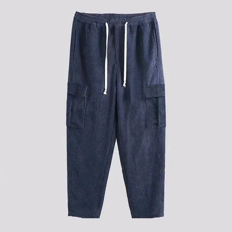 Herren Cordhose im Cargo-Stil mit Kordelzug und aufgesetzten Taschen Drune