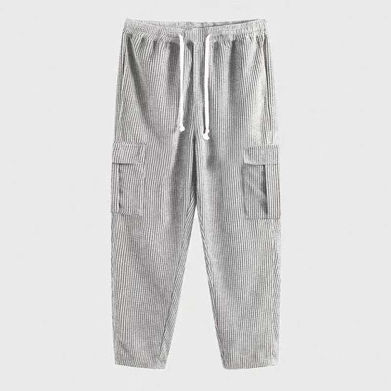 Herren Cordhose im Cargo-Stil mit Kordelzug und aufgesetzten Taschen Drune