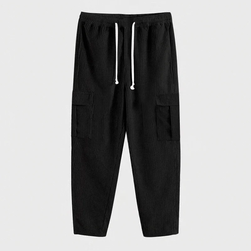 Herren Cordhose im Cargo-Stil mit Kordelzug und aufgesetzten Taschen Drune