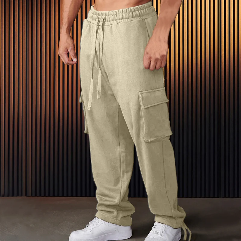 Herren Cargo-Sweathose im Relaxed-Fit mit großen Klappentaschen und Kordelzug Drune