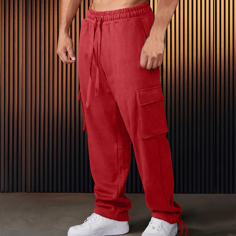 Herren Cargo-Sweathose im Relaxed-Fit mit großen Klappentaschen und Kordelzug Drune