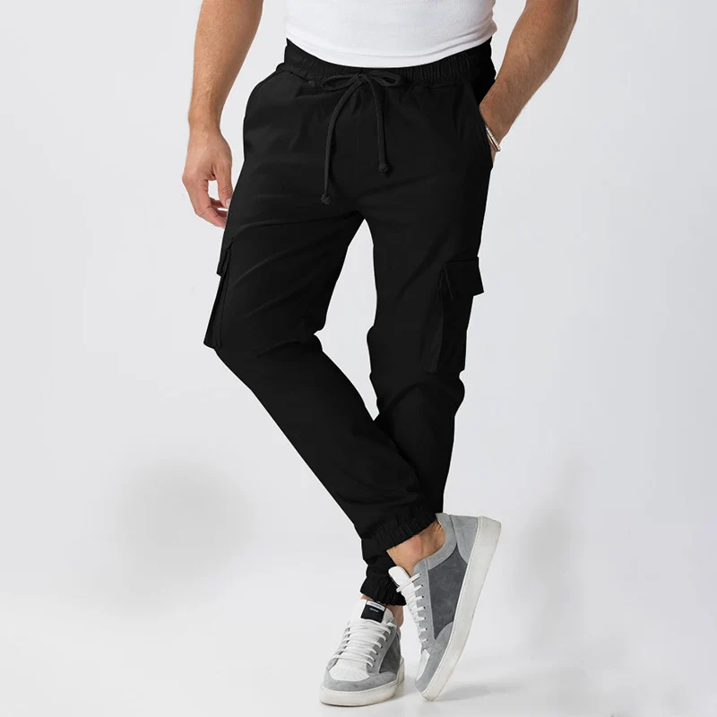 Herren Cargo-Jogginghose im Relaxed-Fit mit Kordelzug, elastischen Bündchen und Mehrfachtaschen Drune