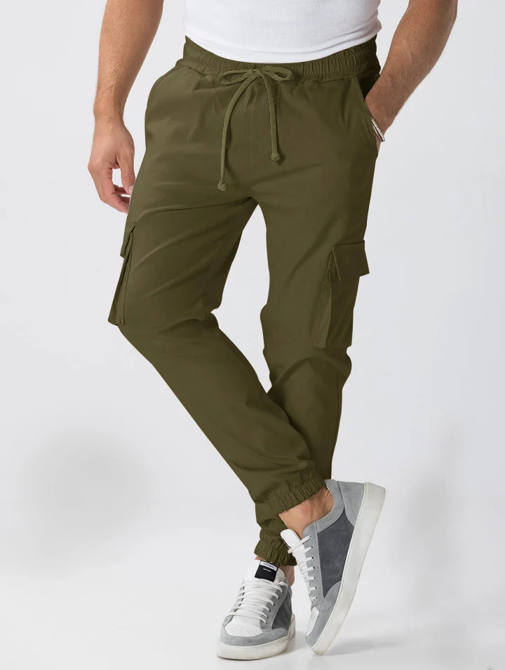 Herren Cargo-Jogginghose im Relaxed-Fit mit Kordelzug, elastischen Bündchen und Mehrfachtaschen Drune