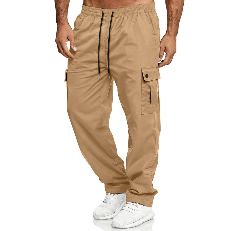 Herren Cargo-Freizeit-Hose mit elastischem Bund, Kordelzug und Pattentaschen Drune
