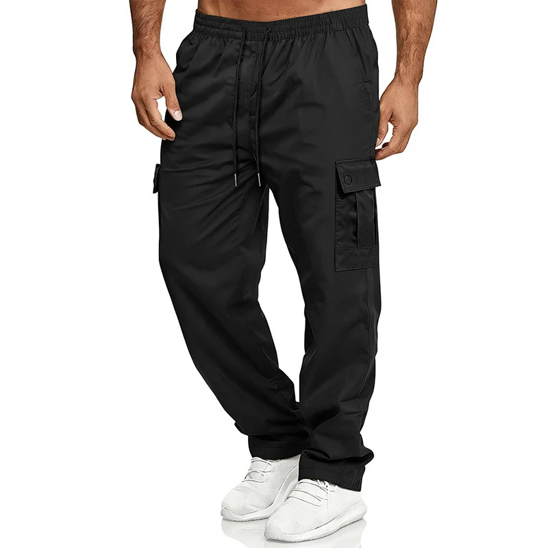 Herren Cargo-Freizeit-Hose mit elastischem Bund, Kordelzug und Pattentaschen Drune