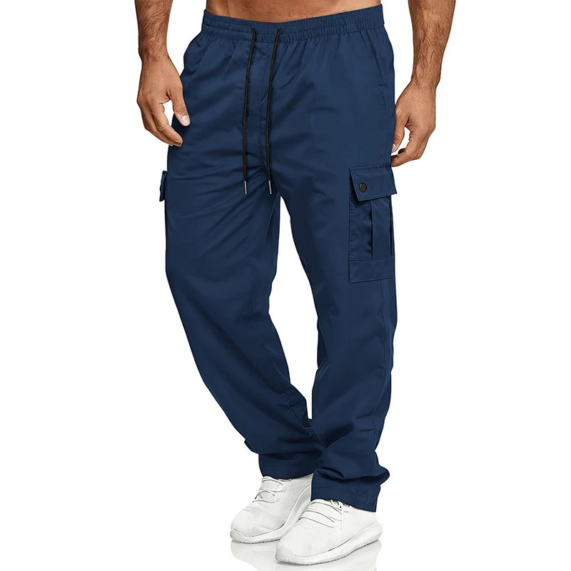 Herren Cargo-Freizeit-Hose mit elastischem Bund, Kordelzug und Pattentaschen Drune