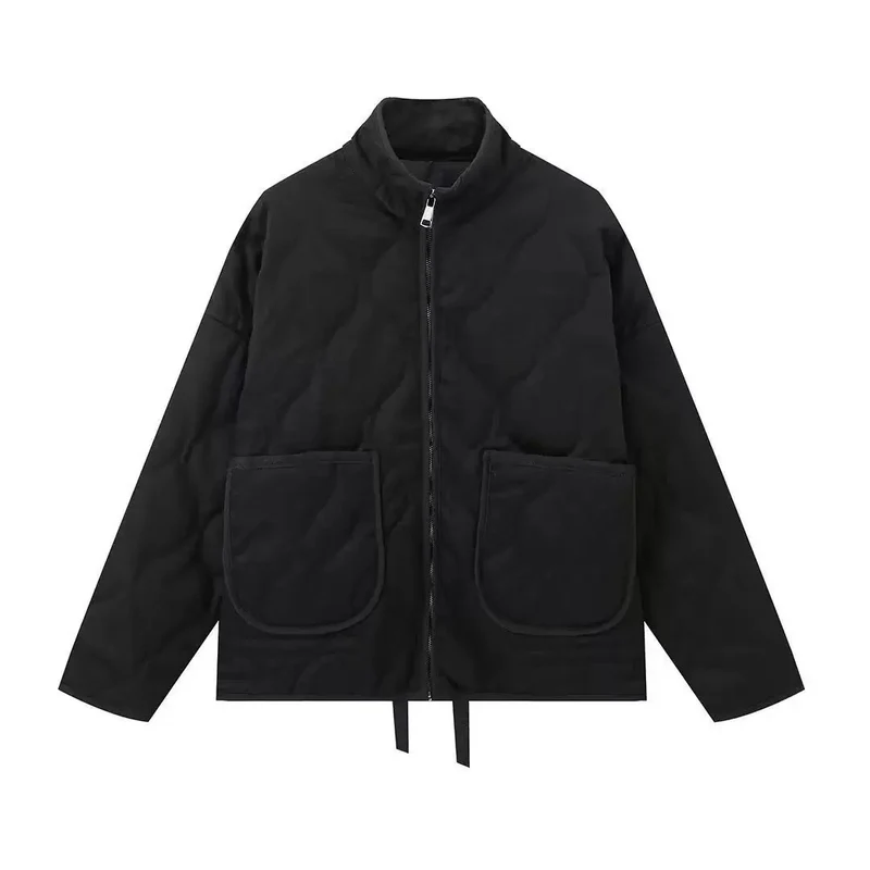 Unisex Stepp-Überjacke mit Stehkragen, aufgesetzten Taschen und Kordelzug Drune