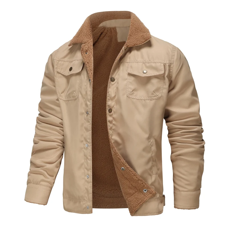 Herren Workwear-Jacke mit Teddykragen und Druckknopfleiste Drune