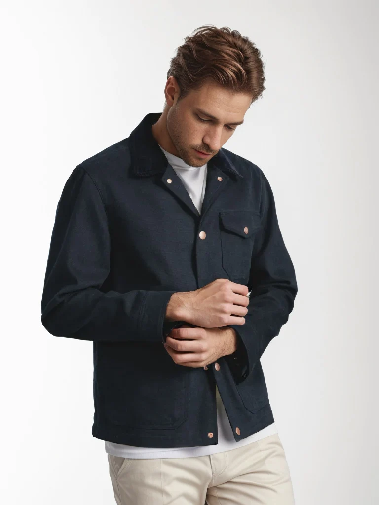 Herren Utility-Overshirt aus schwerer Canvas mit Cordkragen und Druckknopfverschluss Drune