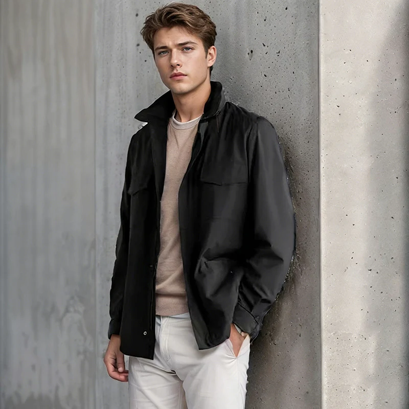 Herren Utility‑Fieldjacke mit verdecktem Reißverschluss, Druckknopfleiste und Multifunktions‑Taschen Drune