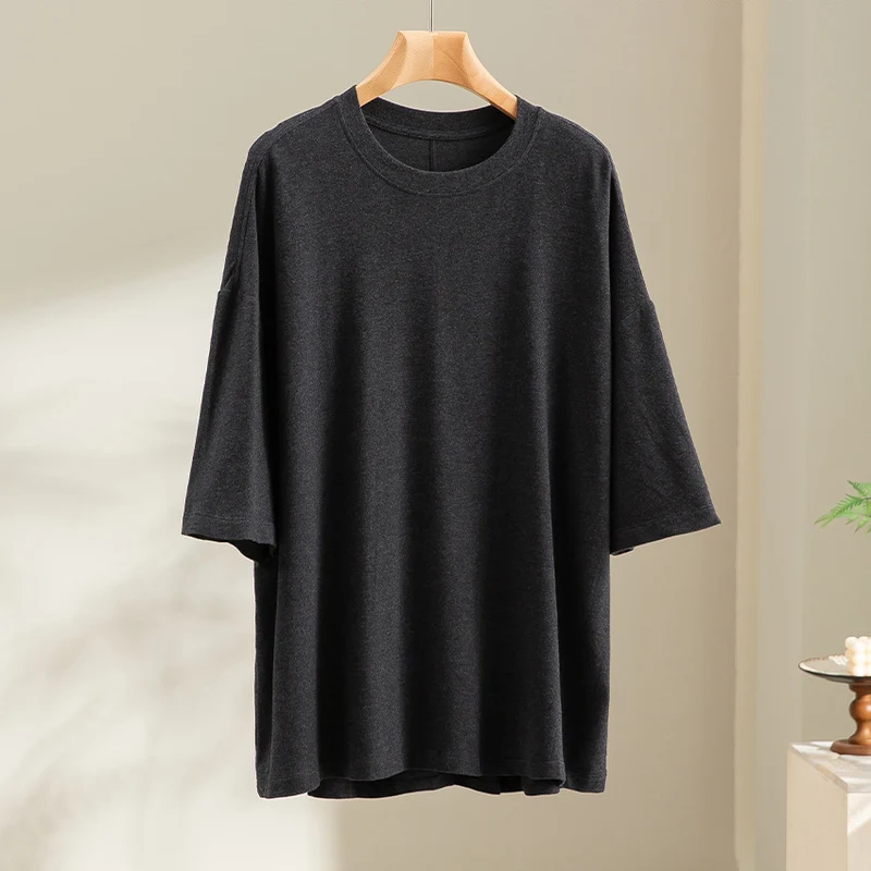 Herren Oversized T-Shirt aus hochwertigem Baumwollmix mit überschnittener Schulter und lockerem Fall Drune