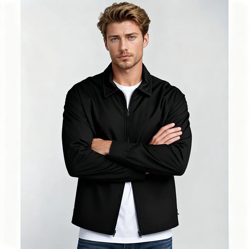Herren Overshirt im Workwear-Stil mit durchgehendem Reißverschluss und aufgesetzten Brusttaschen Drune