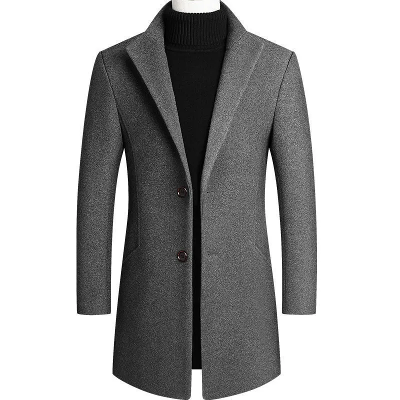 Herren Moderner Wollmix-Kurzmantel mit schlanker Silhouette, Reverskragen und Zweiknopfverschluss Drune