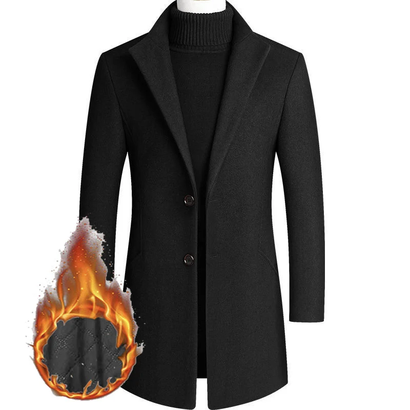 Herren Moderner Wollmix-Kurzmantel mit schlanker Silhouette, Reverskragen und Zweiknopfverschluss Drune