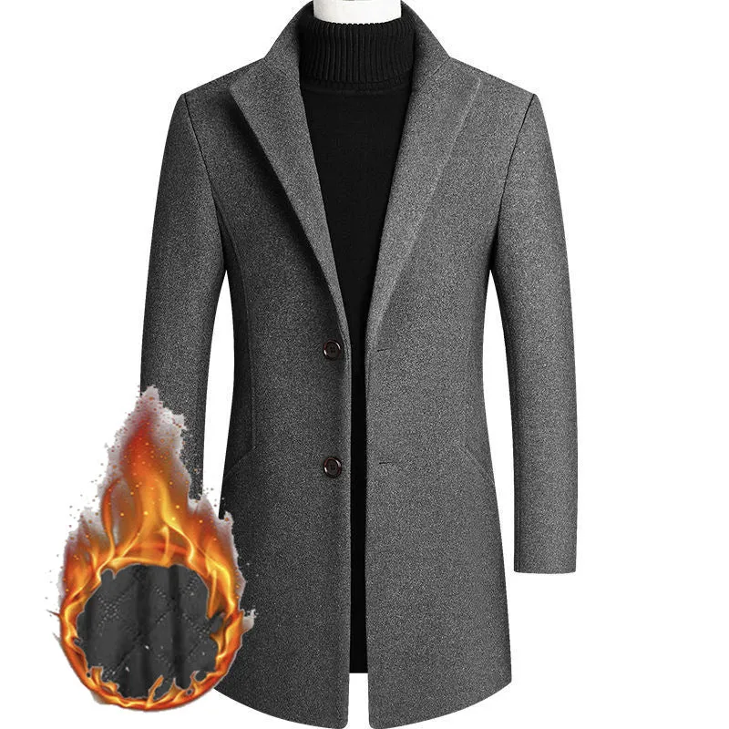 Herren Moderner Wollmix-Kurzmantel mit schlanker Silhouette, Reverskragen und Zweiknopfverschluss Drune