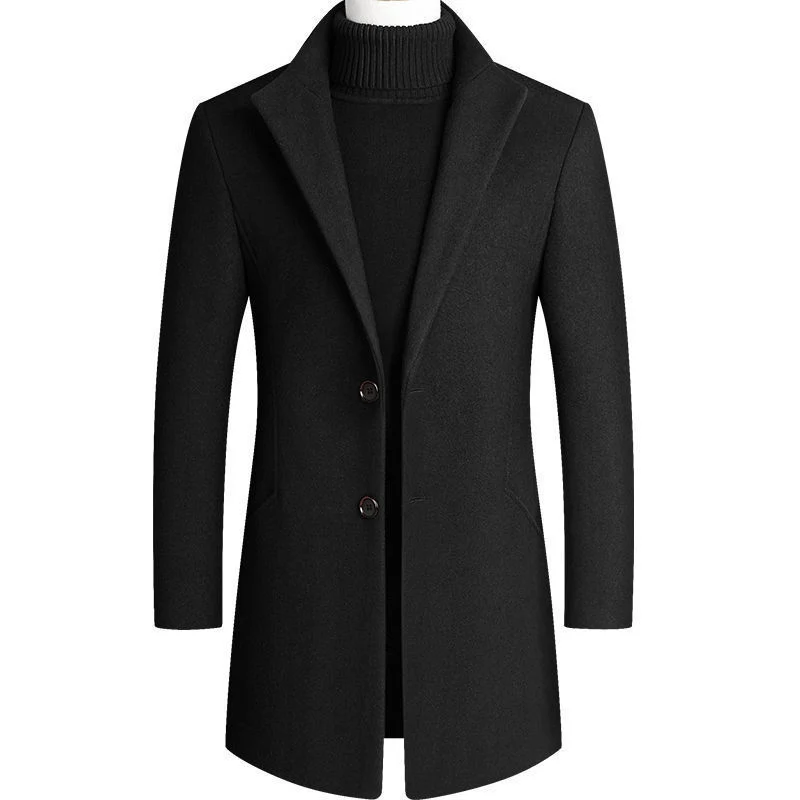 Herren Moderner Wollmix-Kurzmantel mit schlanker Silhouette, Reverskragen und Zweiknopfverschluss Drune