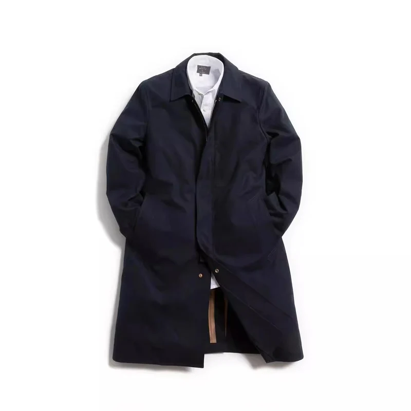 Herren Mid-Length Einreihiger Mantel mit verdeckter Knopfleiste und taillierter Silhouette Drune