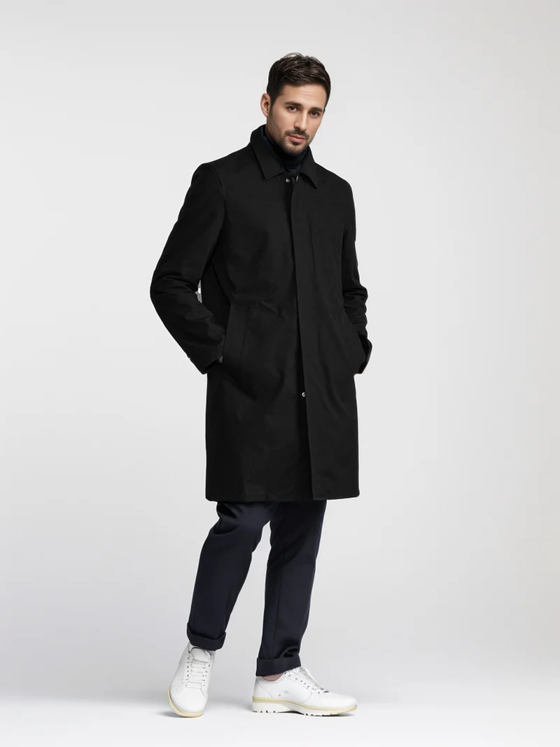 Herren Mid-Length Einreihiger Mantel mit verdeckter Knopfleiste und taillierter Silhouette Drune