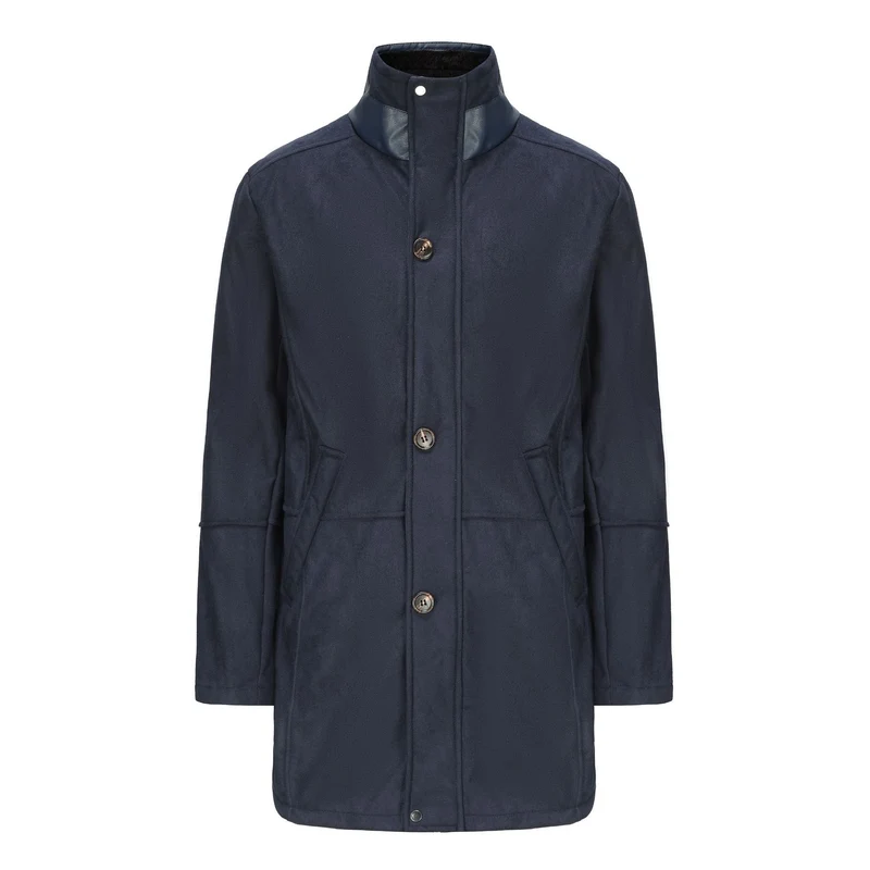 Herren Mantel im Fieldcoat‑Style mit Teddykragen und Zweiwege-Reißverschluss Drune