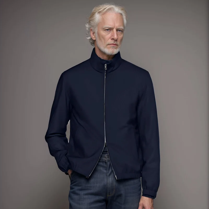 Herren Leichter Windbreaker mit Stehkragen und Zwei-Wege-Reißverschluss Drune
