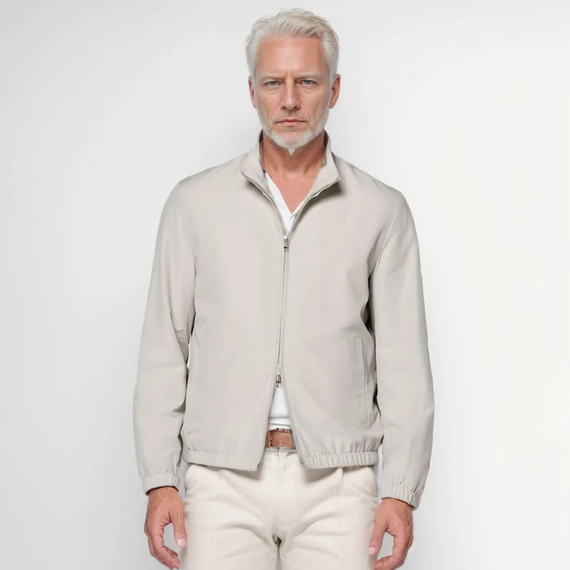 Herren Leichter Windbreaker mit Stehkragen und Zwei-Wege-Reißverschluss Drune